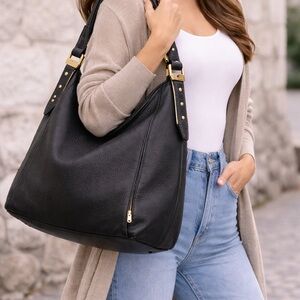 Michael korsElegant Black Leather Tote Bag